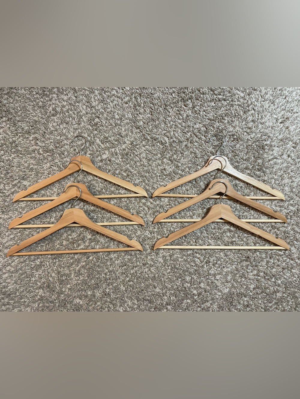 Wooden Clothing Hangers - Natural Finish (Set of 6)